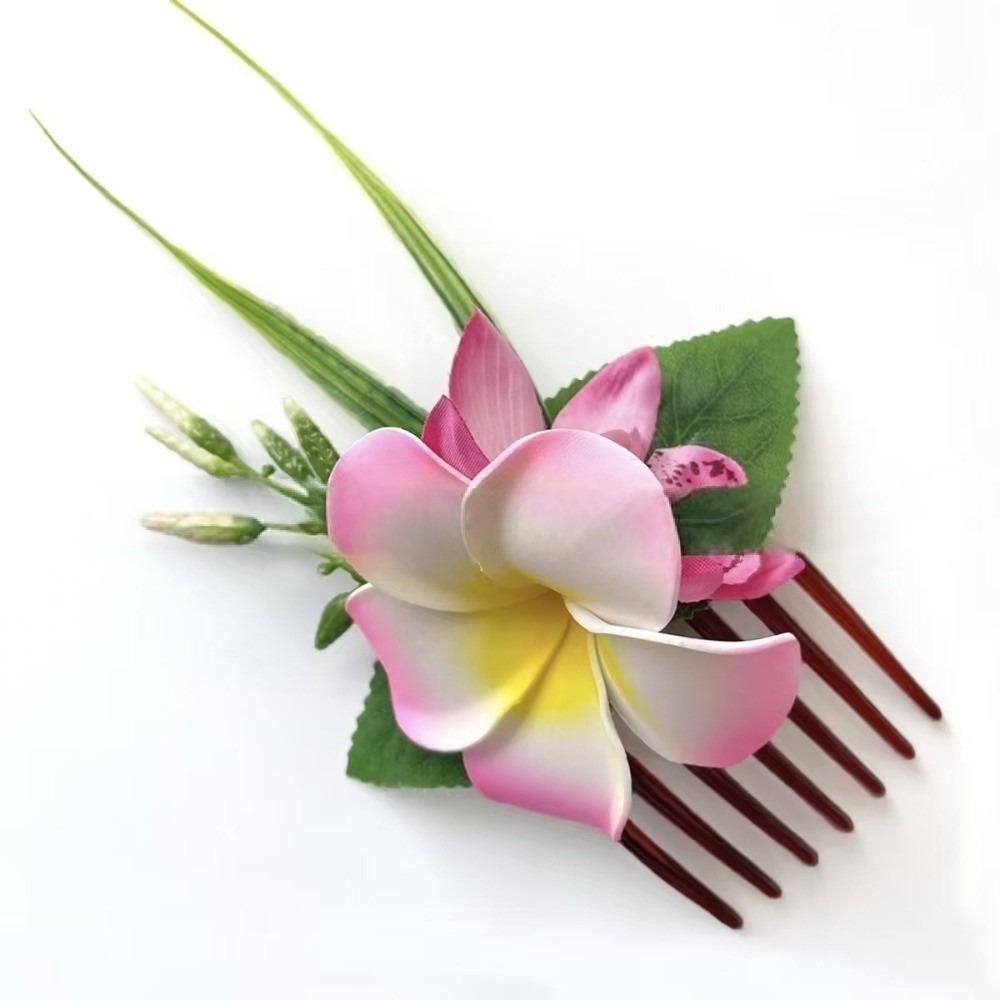 

Elegant Side Clip Hair Clip Sweet Bohemian Style Hair Clip Fashion Plumeria Hair Comb Summer розовый