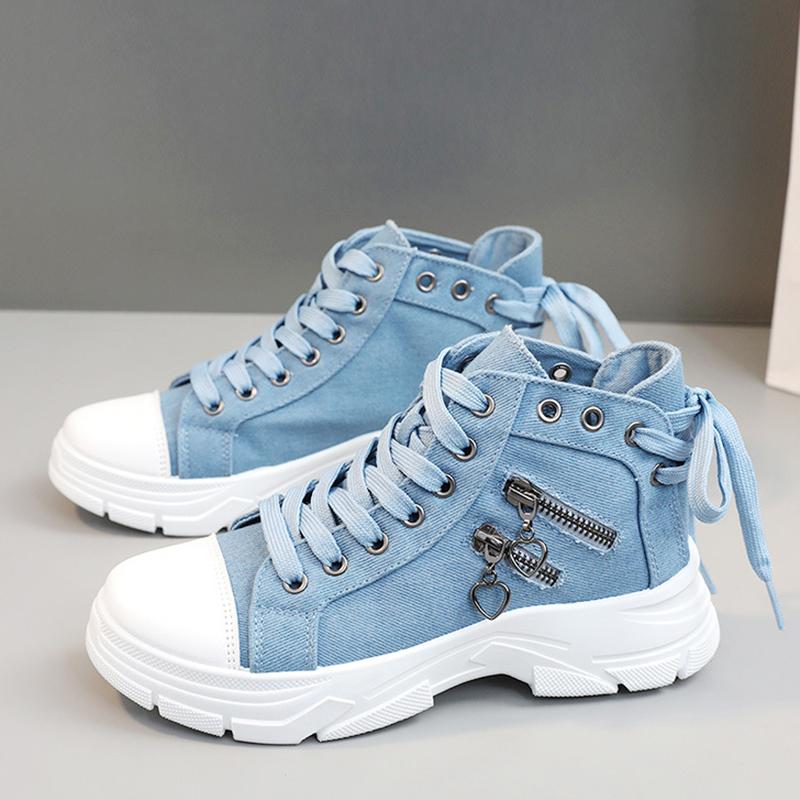 Canvas High Top Women's Shoes for Spring and Summer, Breathable Thick Sole, Height Increasing Casual Shoes, Martin Boots, Sports Shoes