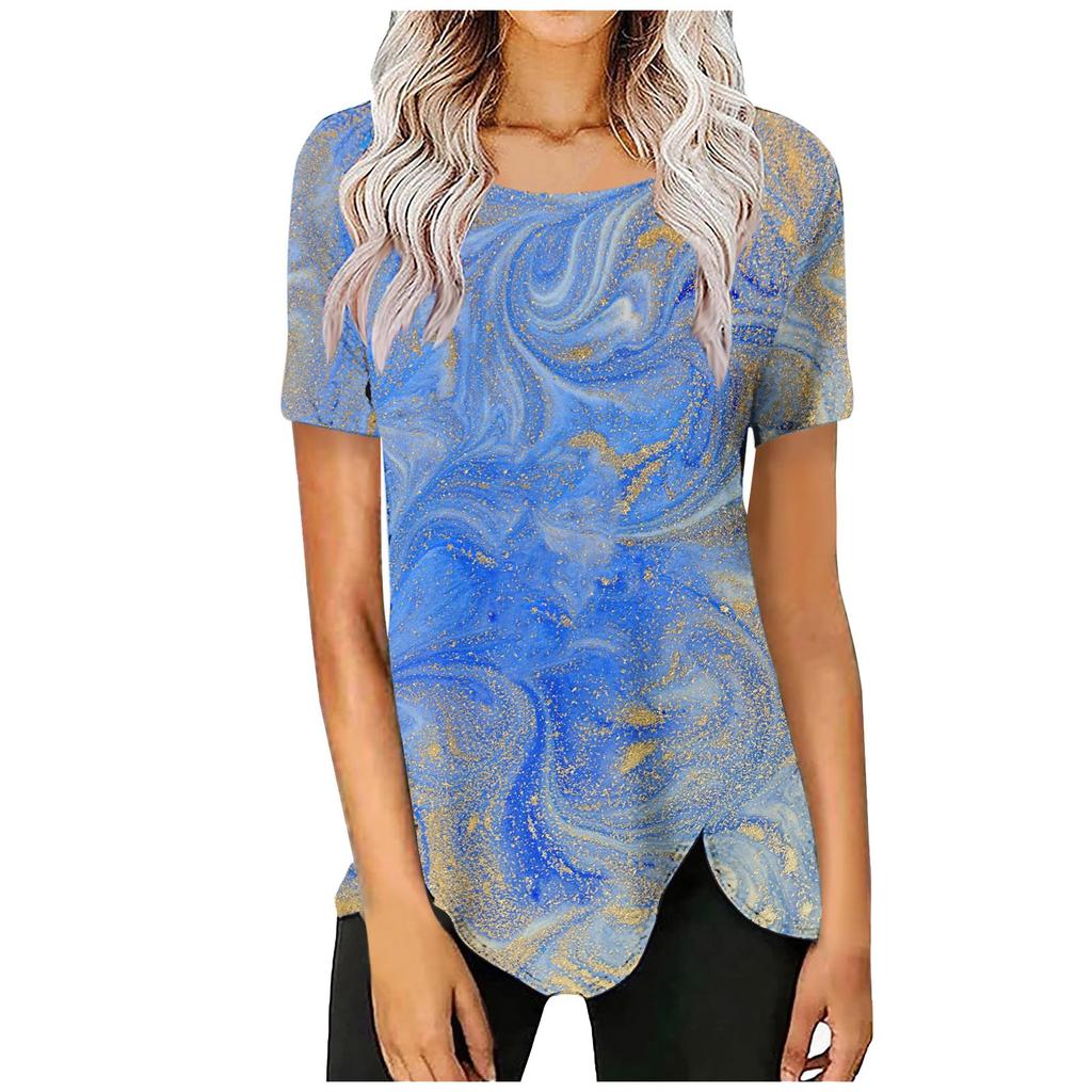 Women's Fashion Casual Temperament Crewneck Loose Printed Short Sleeve T-shirt Top