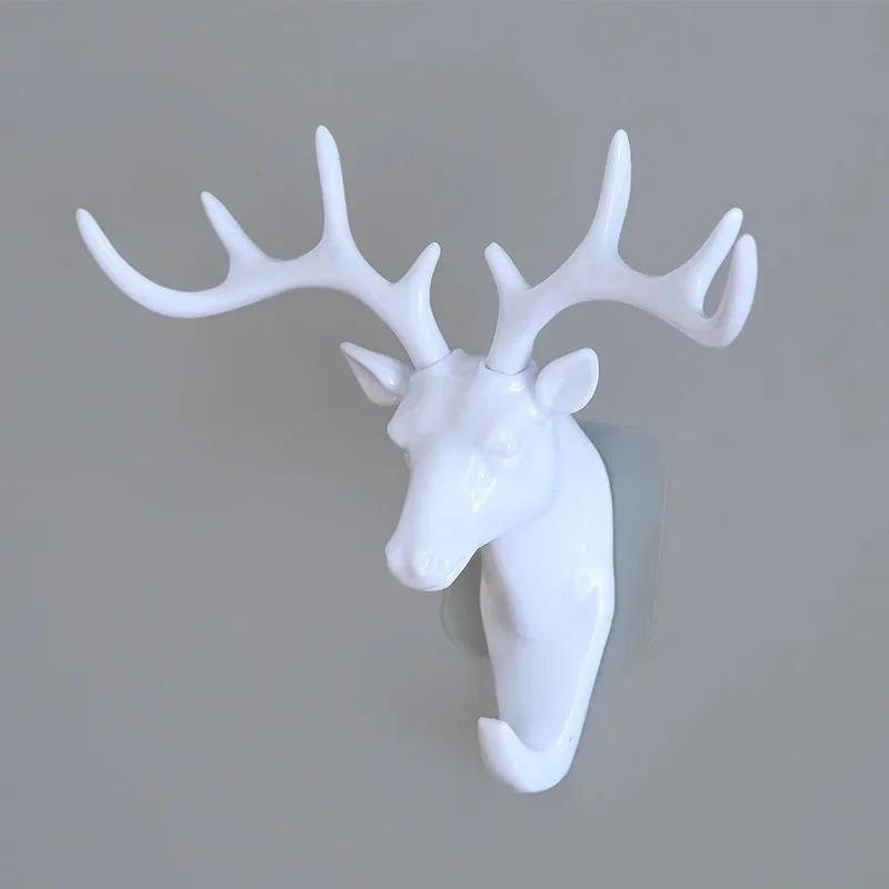 1 Pcs Wall Hanging Hook Vintage Deer Head Antlers For Hanging Clothes Hat Scarf Key Deer Horns Hanger Rack Wall Decoration