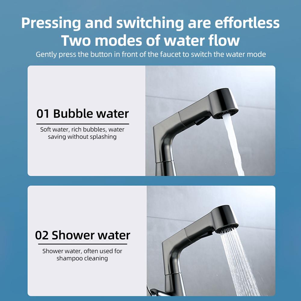 Drehbare und anhebbare Küchenarmaturen mit Pull-Down-Sprüher, höhenverstellbar, 360 Grad schwenkbar