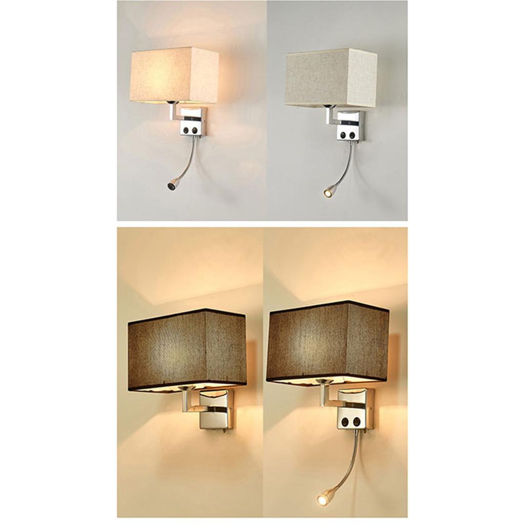 Minimalist Modern Wall Lamps Living Room Bedroom Bedside E27 LED Lighting with Rectangle Texture Shade Decoration