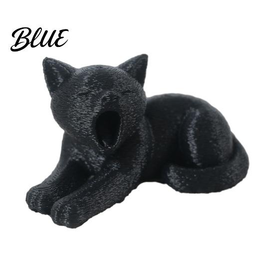 Versatile Home Decor 3D Printed Cat Ornament Realistic Plush Texture Figurines Black Decorative Statue White Cute Healing Sculpture for Desk