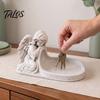 Functional Tray for Desktop Angel Figurine Key Tray, Faux Stone Catchall Decorative Elegant Aesthetic Table Decor Storage Dish Entryway Home