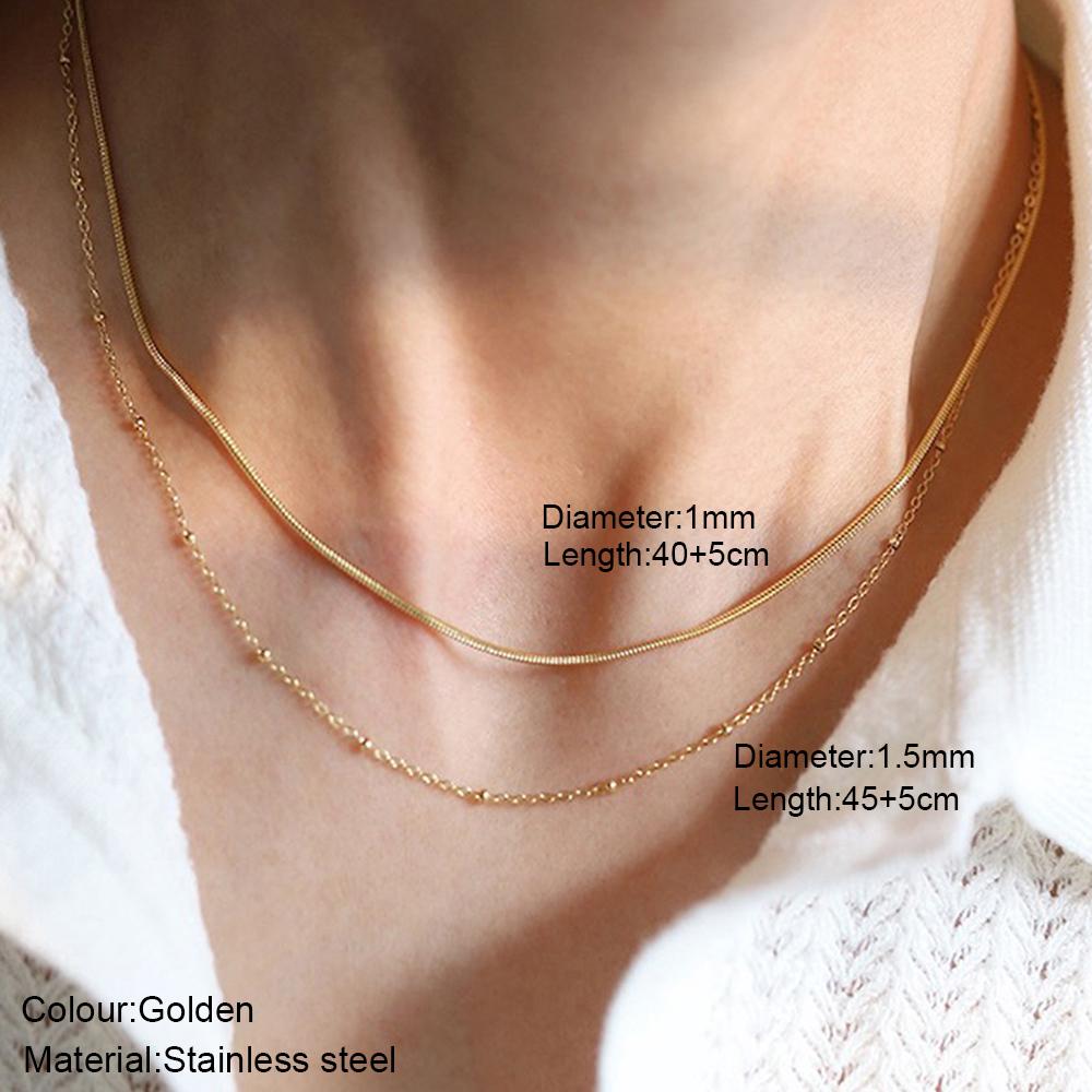 New 2025 Stainless Steel Double Layered Stacking Chain Necklace Women Woman's Choker Jewelry Necklace for Women