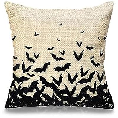 Halloween Pillowcase Decoration Indoor Witch Bat Linen Cushion Cover Sofa Decoration Pillowcase 50*50 Decor