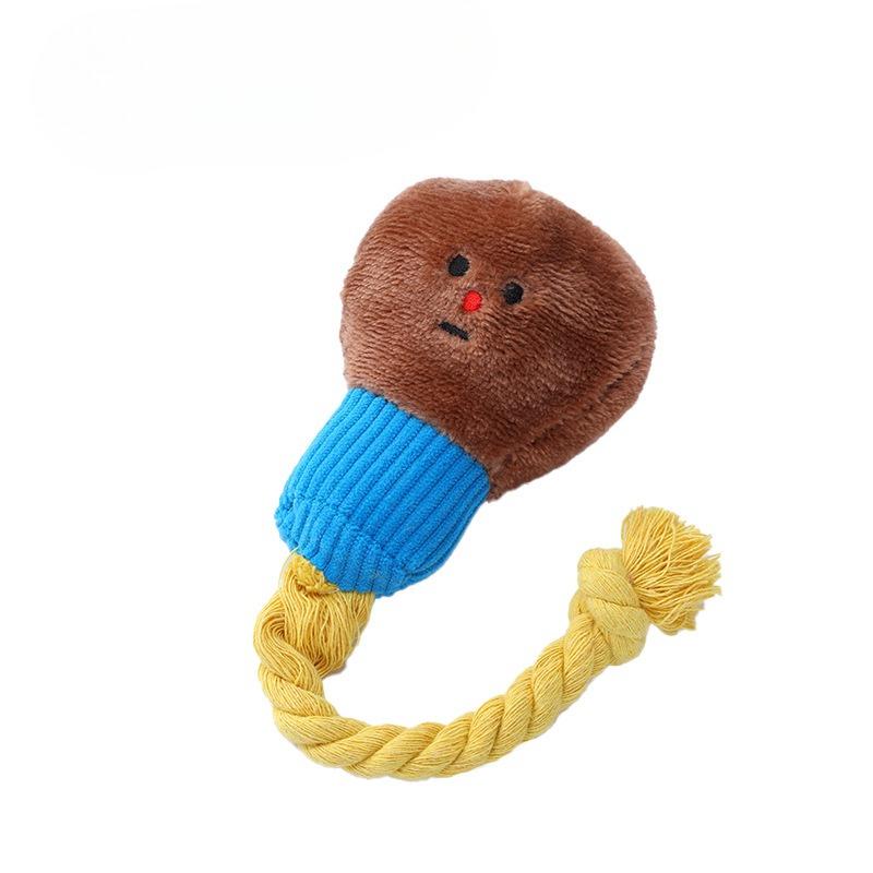 

Dog Vocalizing Toy for Self-amusement and Relaxation. Teddy Toy with Durable Teeth-grabbing Feature and Soft Plush Cotton Rope for Pets. коричневий