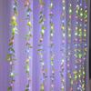 LED Willow Vine Curtain Lights, Green Leaf Copper Wire String, Christmas Decoration Lamp