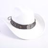 New western cowboy hat men's and women's wide-brimmed top hat bull head rivet belt buckle sun hat