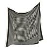 Temperament Silk Scarf Women's 91cm Twill Silk Headscarf Simple Large Square Scarf Sun Protection Decorative Shawl Thousand Birds Plaid Scarf