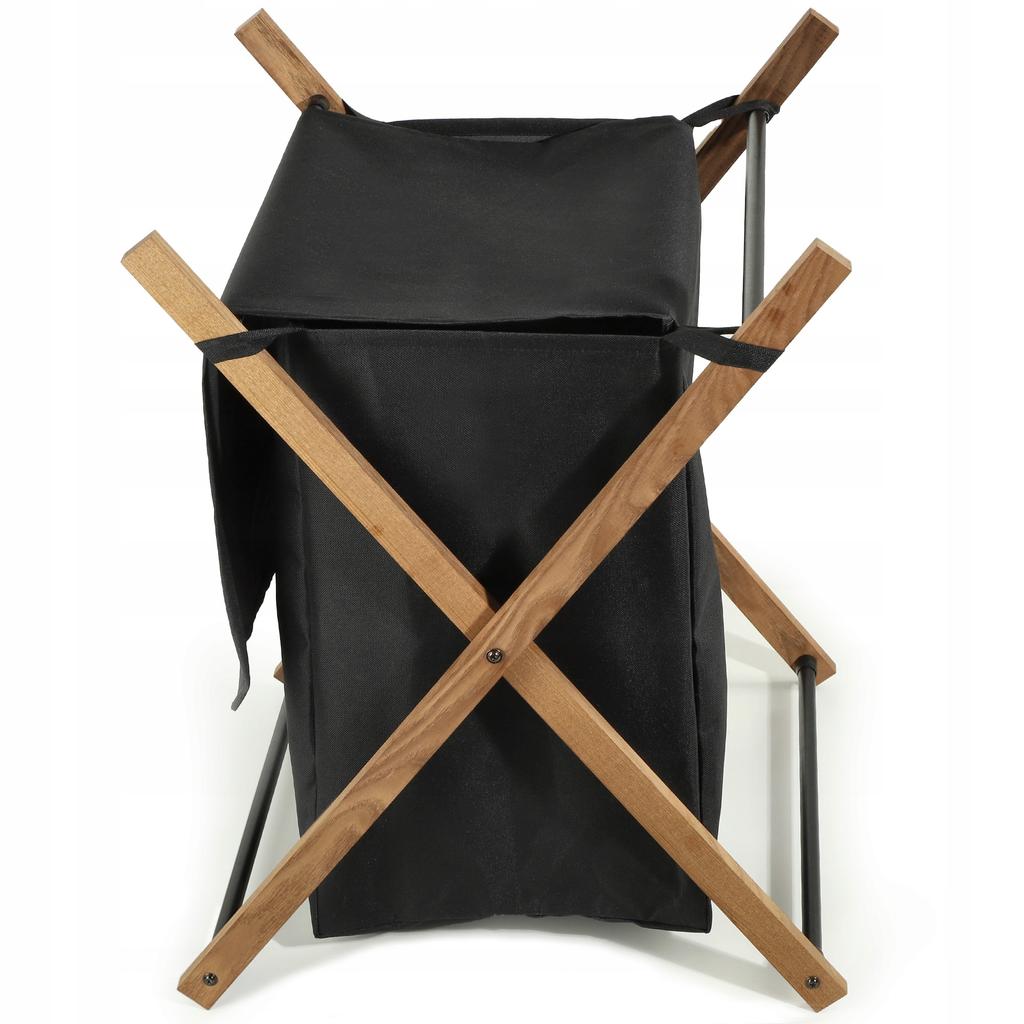 KADAX Cesto para la Ropa Negro de Madera Plegable Contenedor Grande Eco 39L