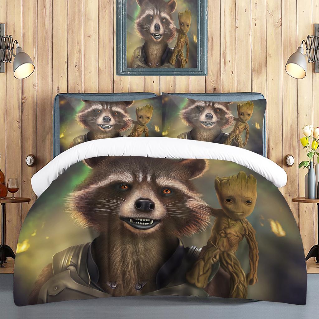 I Am Groot Duvet Cover Set Children Cute Cartoon Quilt 100% Polyeste Skin-Friendly Breathable Comforter Bedding Sets