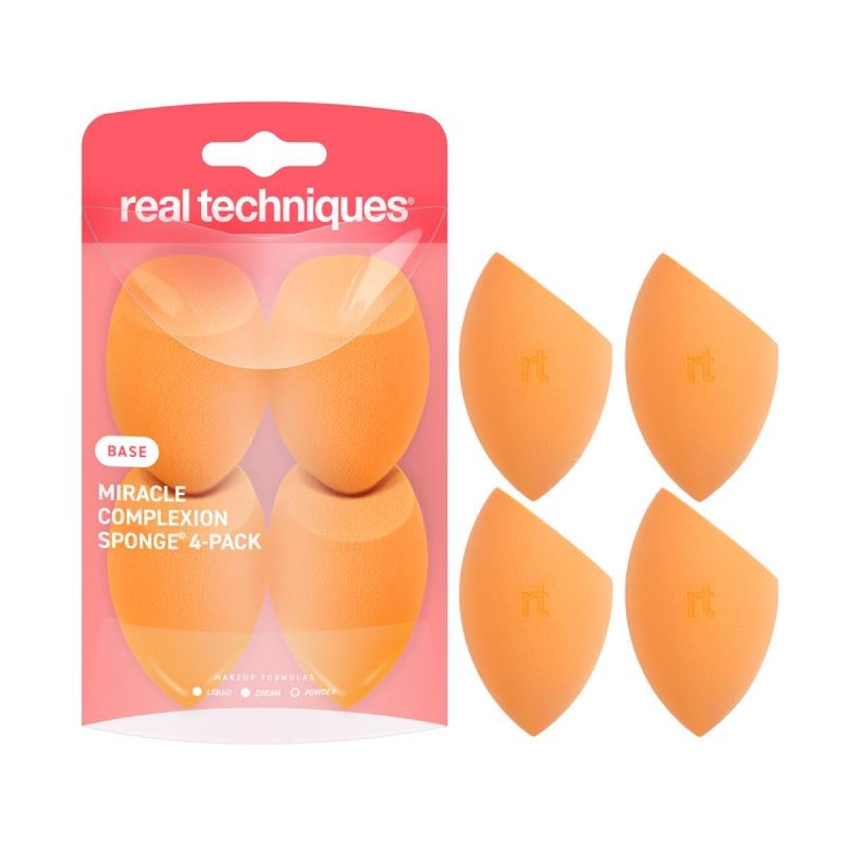 Спонжи для макияжа Real Techniques 4 Miracle Complexion Sponges (элемент) оранжевый