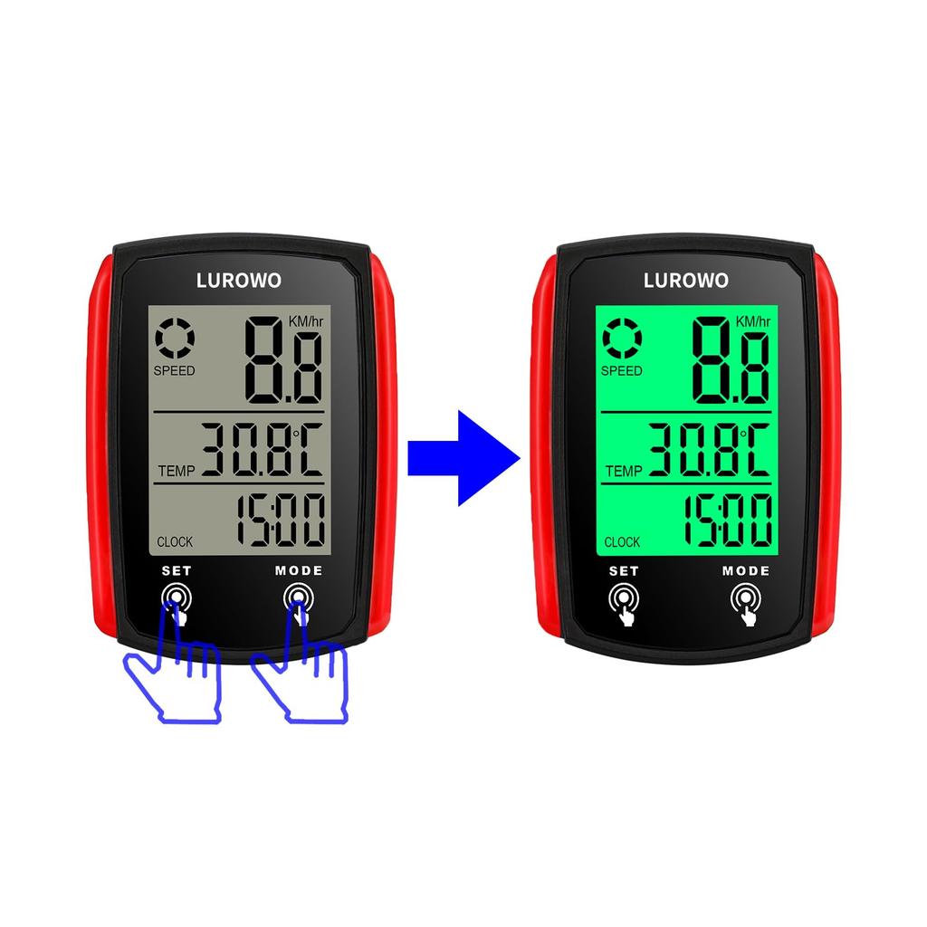 Wired Cycling Computer with Large Screen Display Speedometer, Waterproof, Backlight, Odometer, Multi-Function, (C)