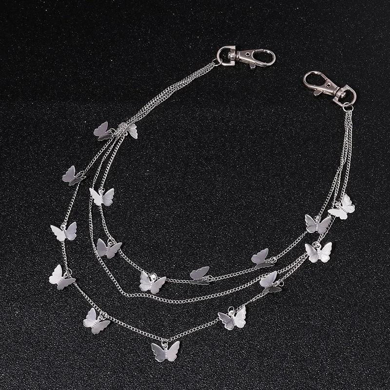 Sommerkleid Accessoires Punk Street Mehrschichtige Schmetterling HipHop Haken Gürtel Taillenkette Hosenkette Mode Kleidung Dekor Geschenke
