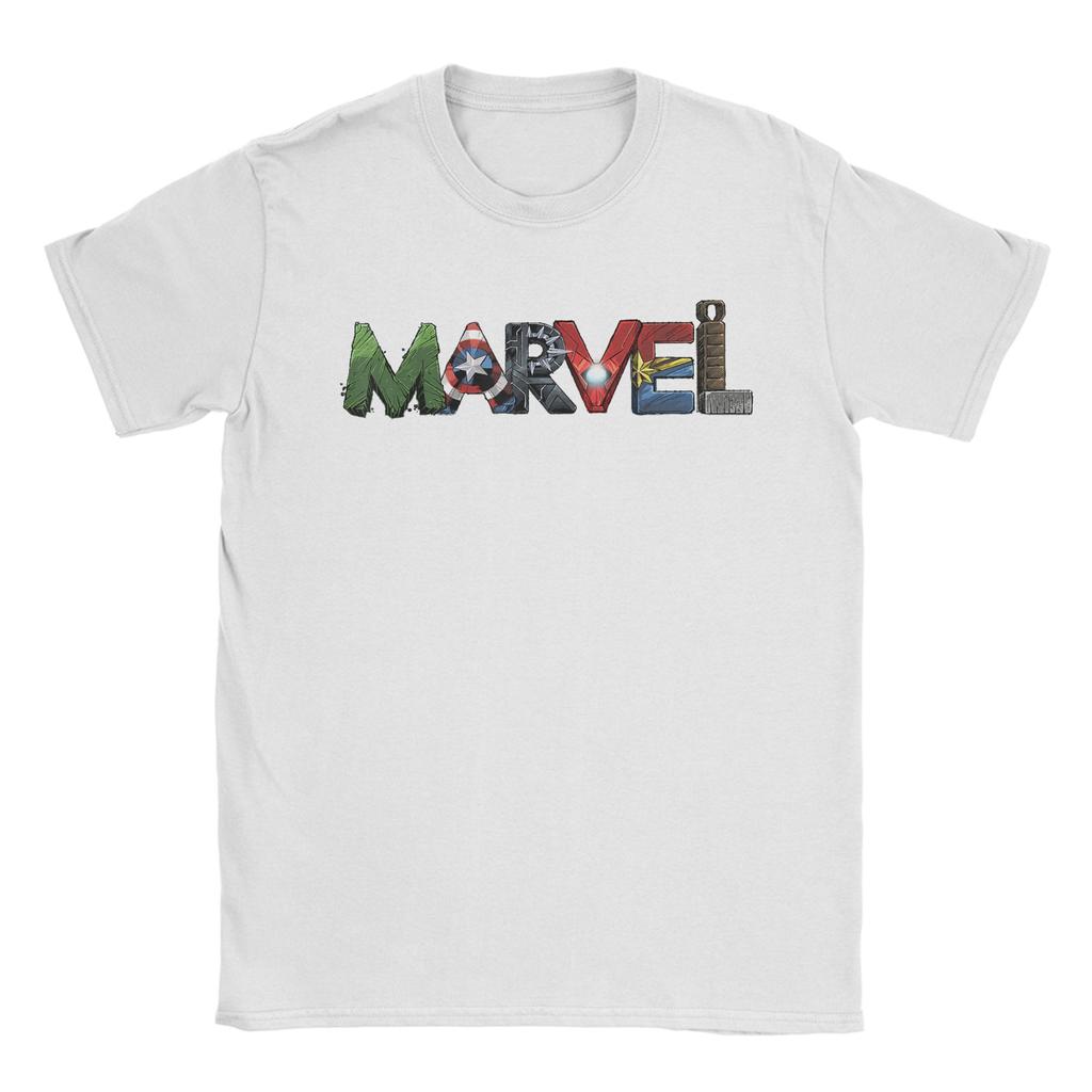 Avengers Character Text Portrait T Shirt Men Cotton Creative T-Shirt Crewneck Tees Short Sleeve Cotton Tops Graphic