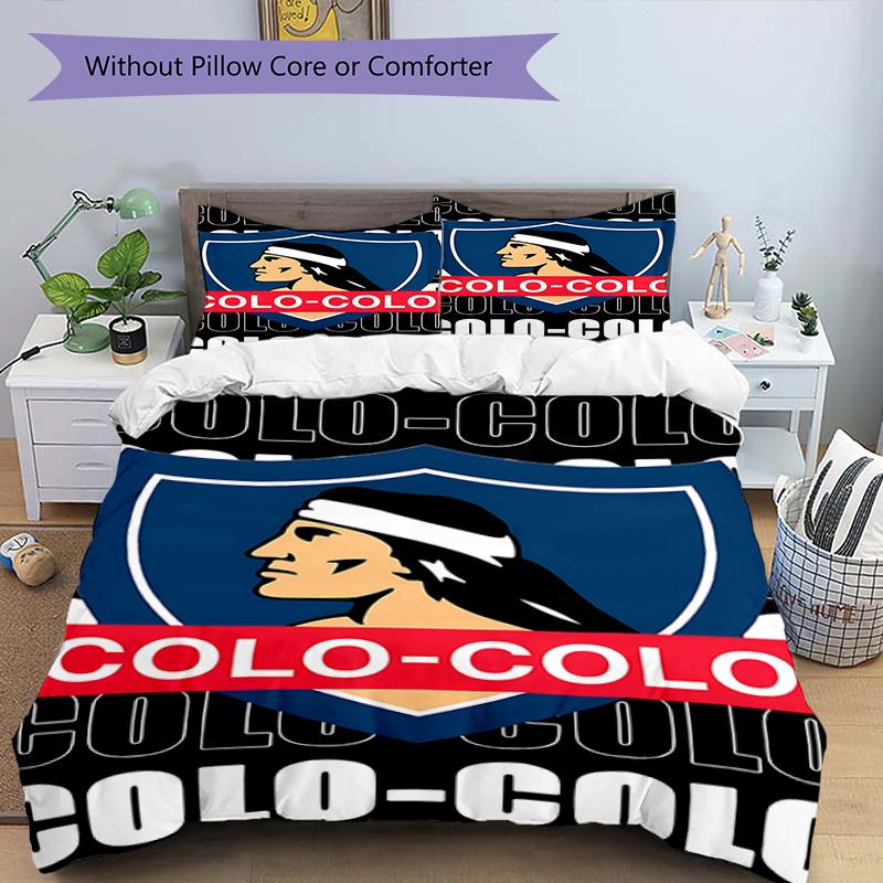 3 pièces Équipe de Football (34) Ensemble de housses de couette - Literie imprimée HD avec 1 housse et 2 taies d'oreiller - Parfait pour la décoration de la maison et des dortoirs