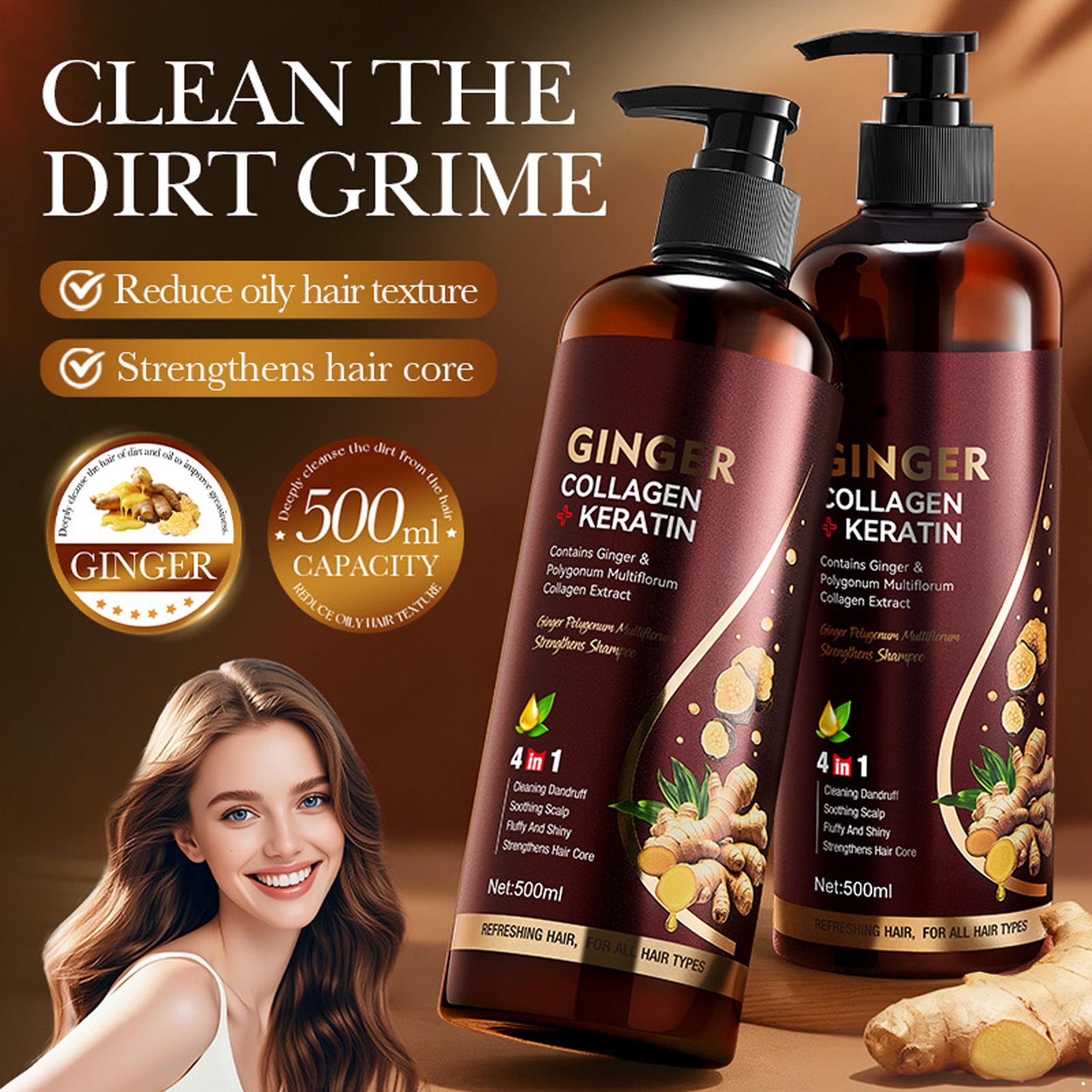 

1pc 500ml Ginger Polygonum Multiflorum Shampoo – Nourishing Blend with Dense Foam, Core Strengthening, Luster Restoring One Size