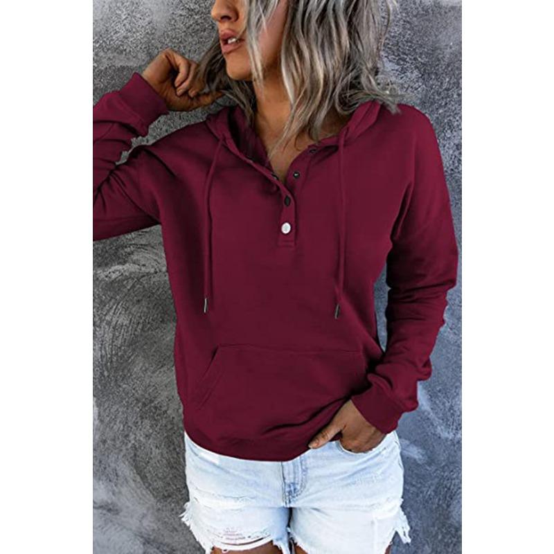 Women S Long Sleeve Loose Casual Hooded Sweatshirt With Drawstring Pockets