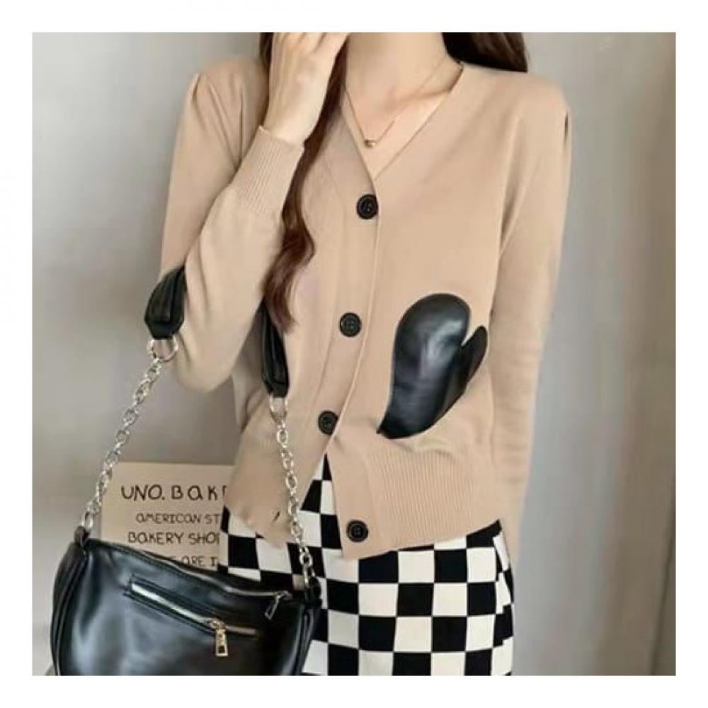 NaVaVa Nk2004 Simple Heart V Neck Long sleeVe Knit Cardigan