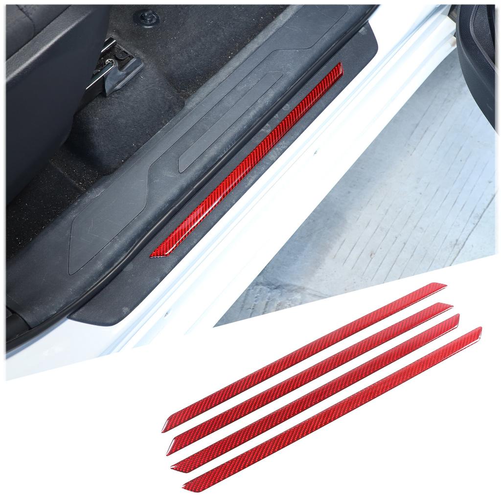 Red Carbon Fiber Scuff Plate Door Sill Cover Protector For Toyota Tundra -24