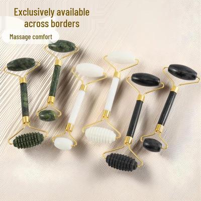 Set de Tres Piezas de Rodillo de Jade y Gua Sha para Masaje Facial