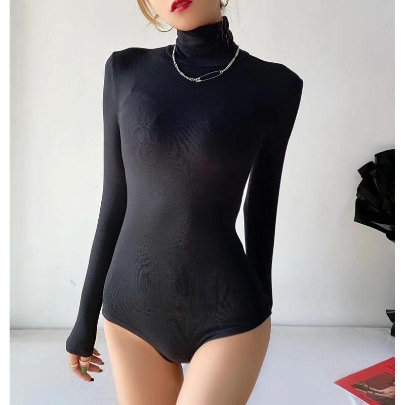 

Водолазка с ластовицей, облегающая, эластичная, с длинными рукавами, модная, однотонная, новая женская футболка-боди Black XL