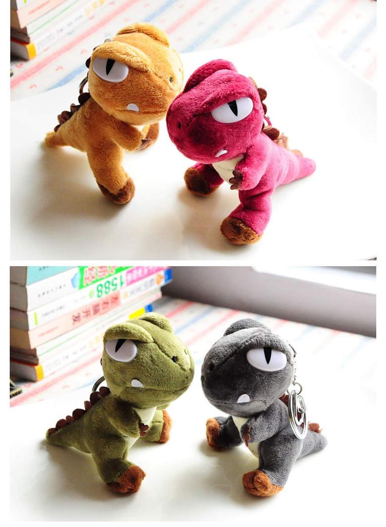 Gdy Set of 2 Dinosaur Keychains, Cute Plush Bag Charms, Hanging Toys, Birthday Gifts, Back To School Gifts (Red + Gray)
