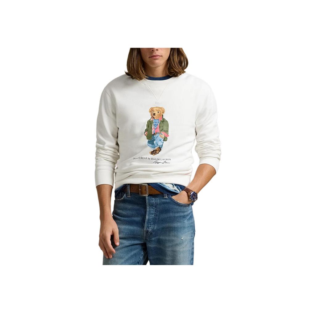 Polo Ralph Lauren Letter Bear Print Long Sleeve T-Shirt Men Tops White 710953718-004