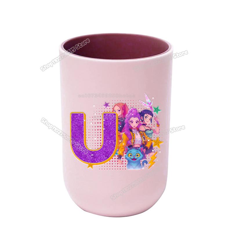 KPop Dämonenjäger Buchstabe A-Z Kinder Zahnbürstenbecher Rumi Mira Zoey Mädchen Mundspülbecher Trinkbecher Badezimmer Zahnbürstenhalter