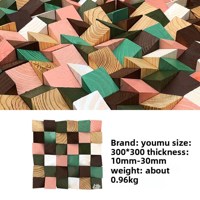 Colorful Solid Wood Bevel Mosaic Three-dimensional Background Wall Decoration Hotel Lobby Restaurant Interior Hanging Pictures