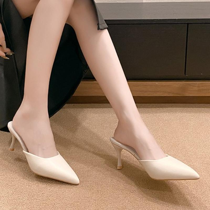 Mode 2025 Neue Damen Hausschuhe Hoher Absatz Geschlossen Spitzschuhe Sexy Damen Sandaletten mit Absatz für Frauen