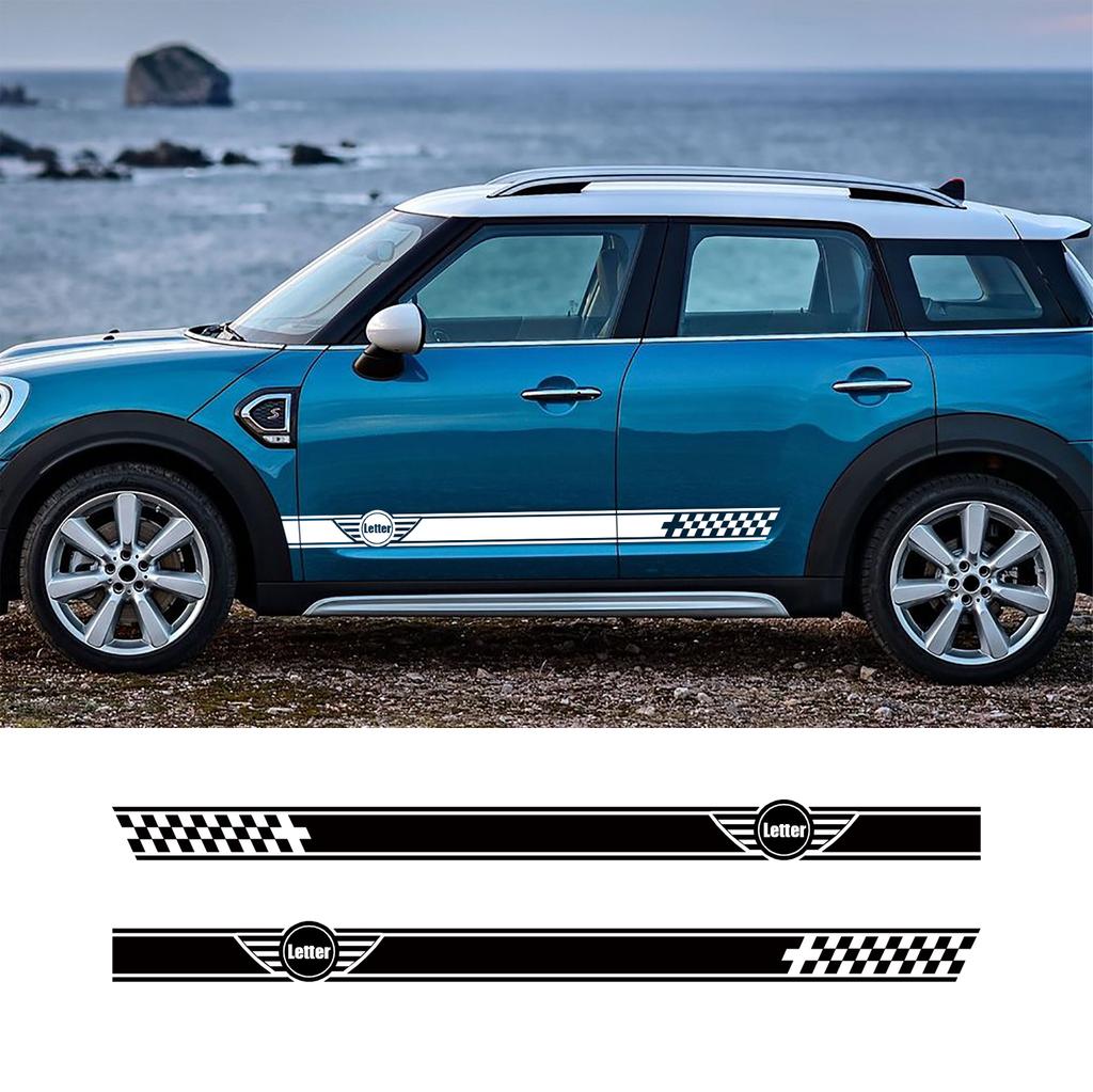 2PCS Racing Sport Vinyl Decals Car Door Side Stripe Stickers for MINI Cooper Countryman Clubman JCW Fashion Car Accessories