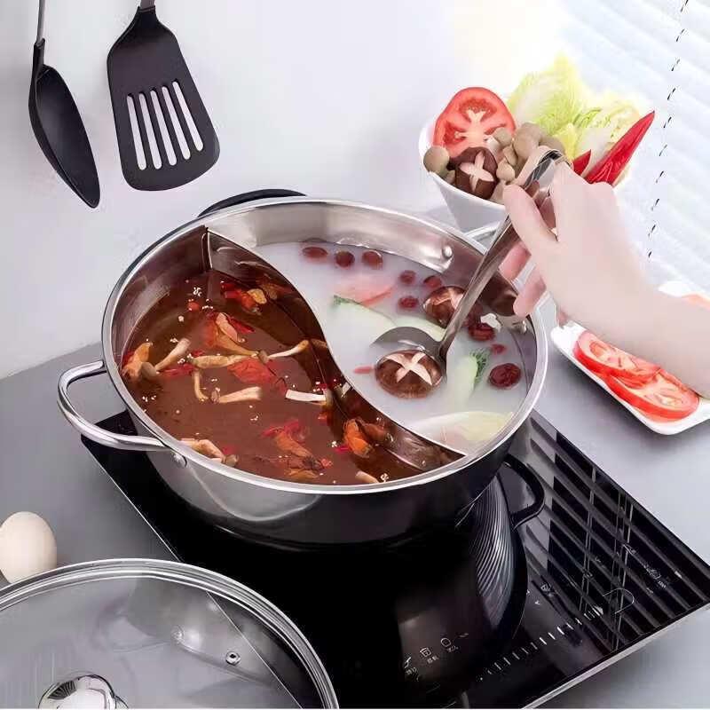 LijiuHong 36cm Divided Stainless Steel Hot Pot