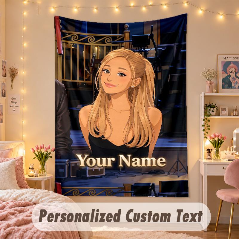 Benutzerdefinierte Personalisierte Wandteppich, Ariana Grande Druck Benutzerdefinierter Name Text Wandkunst Hängend für Schlafzimmer