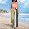 Women's Wide Leg Pants With Elastic Waistband Printing Large Pockets Patchwork Edge, Loose Pants