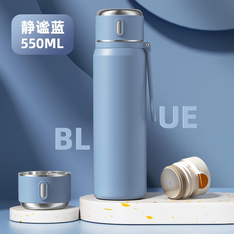 550ml Smart 316 Stainless Steel Thermos Cup with Tea Cup Vacuum Flasks Home Outdoor Portable Water Cup Thermos Bottle