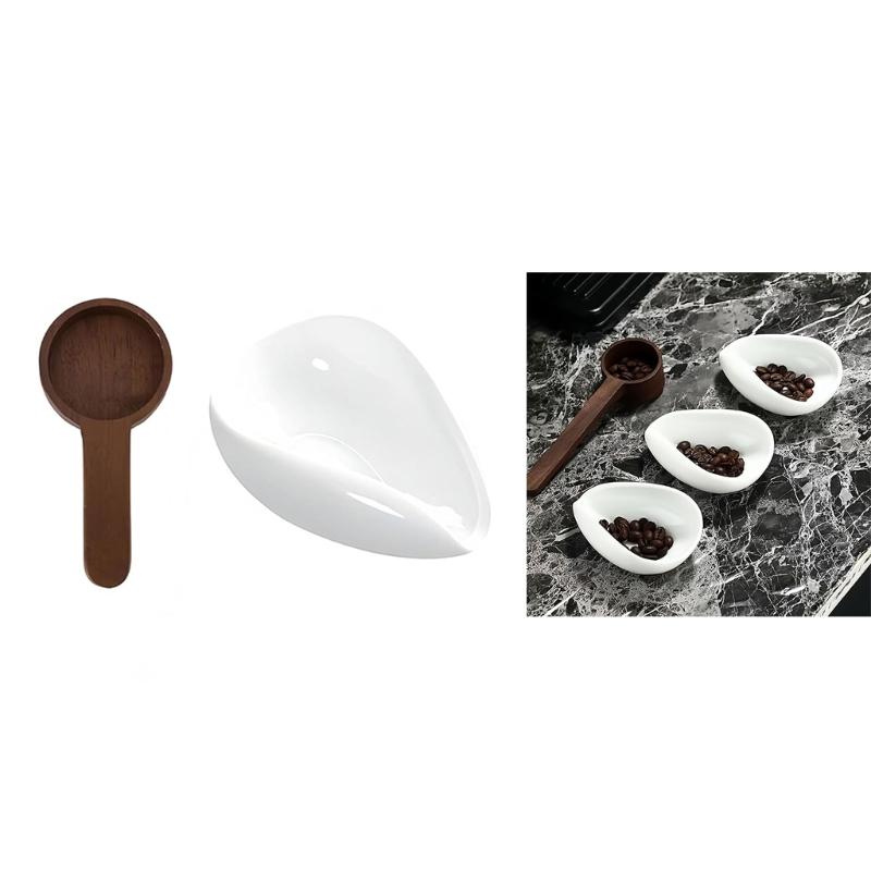 Coffee Dosing Tray Coffee Bean Dish Measuring Spoons Coffee Bean Tray Ceramic Coffee Bean Container for Coffee Lovers
