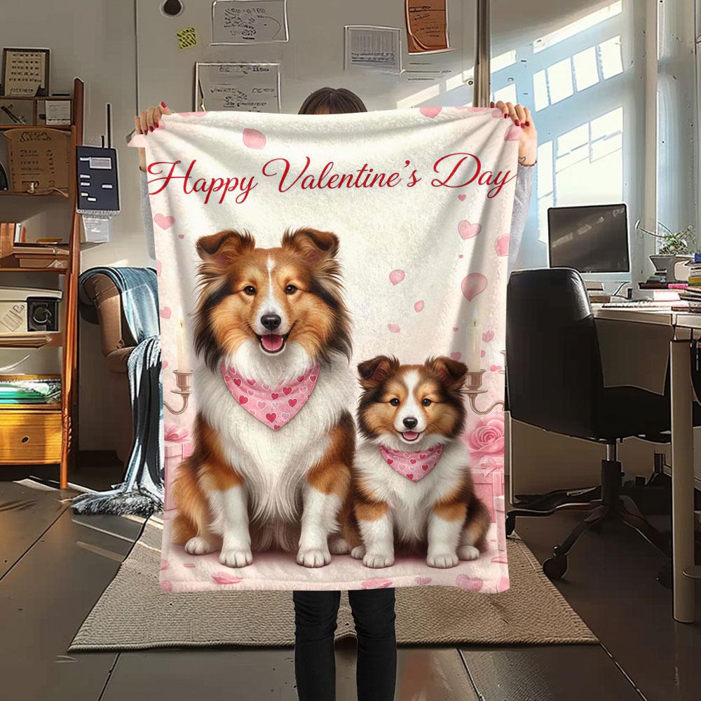 1Pc Cutetwodogs Print Flannel Blanket, High quality Comfortable for All Seasons, Home Decor, Warmth and Comfort, Perfect for Christmas Gifts