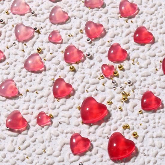 50Pcs/100Pcs Nail Ornament Non-Drop 3D Effect Colors Changing Love Heart Manicure Design Nail
