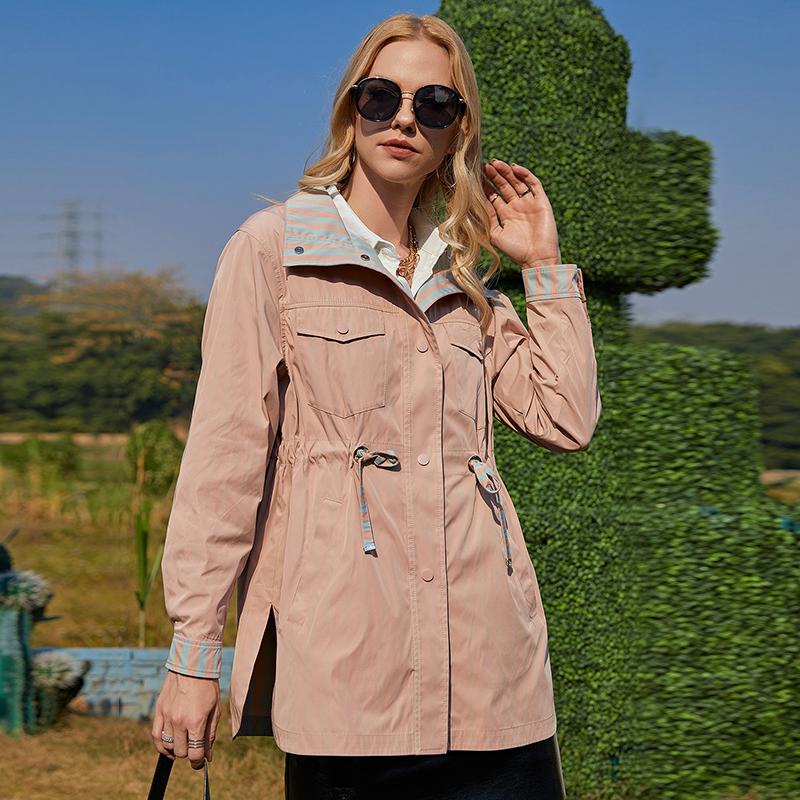 Trench ZIAI abrigo mujer estilo de moda para mujer primavera-otoño viento de color claro