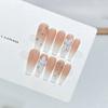 Pure Handmade Manicure Wearer High-end Temperament Pure Nude Color French Hand-painted Ice Flower Detachable Fake Nail Patch