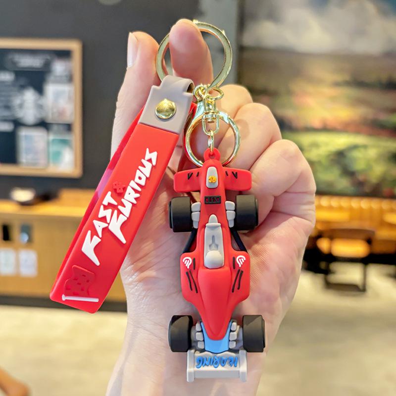 Cartoon Racing Car Keychain & Backpack Charm – Exquisite Small Gift