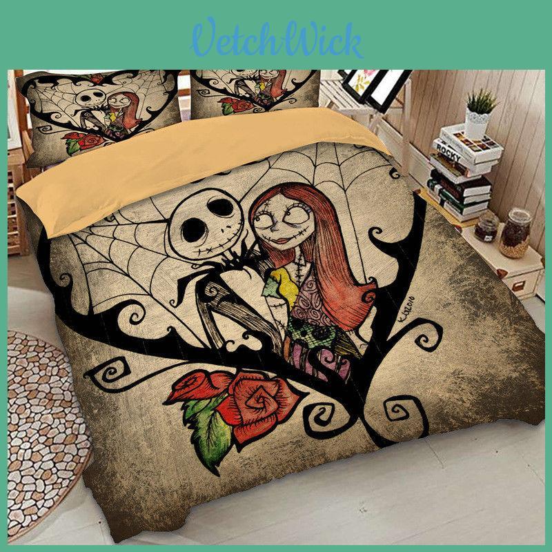 Luxurious Nightmare Before Christmas Duvet Cover With Pillow Cases Quilt Cover Bedding Set For Halloween Enthusiasts