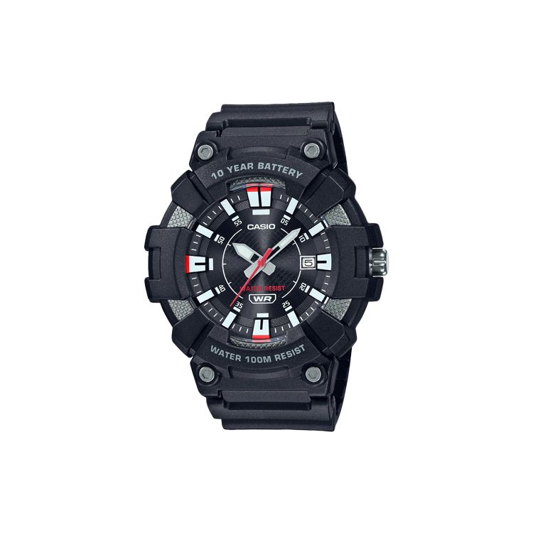 Casio Youth Series Fashion Trend Sports Watch 100m Waterproof Quartz Movement Resin Strap Men watches Black MW-610H-1AV Black Dial
