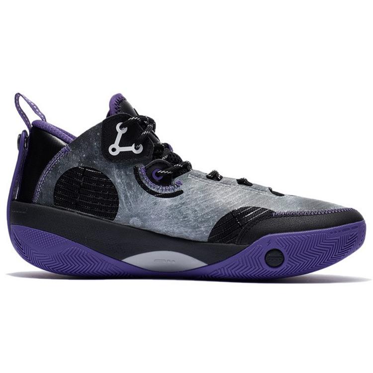 Li Ning Shadow 3 Cushioning Slip Resistant Abrasion Resistant Low top Performance Basketball Shoes Men's Black Purple ABPR049-5