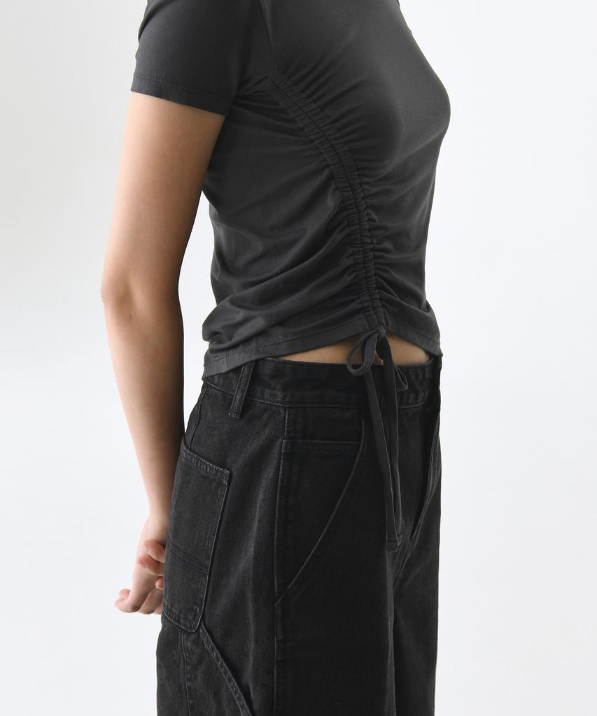 MUSINSA STANDARD WOMAN Women'S Tencel Side Luchid T-Shirt [Dark Grey]