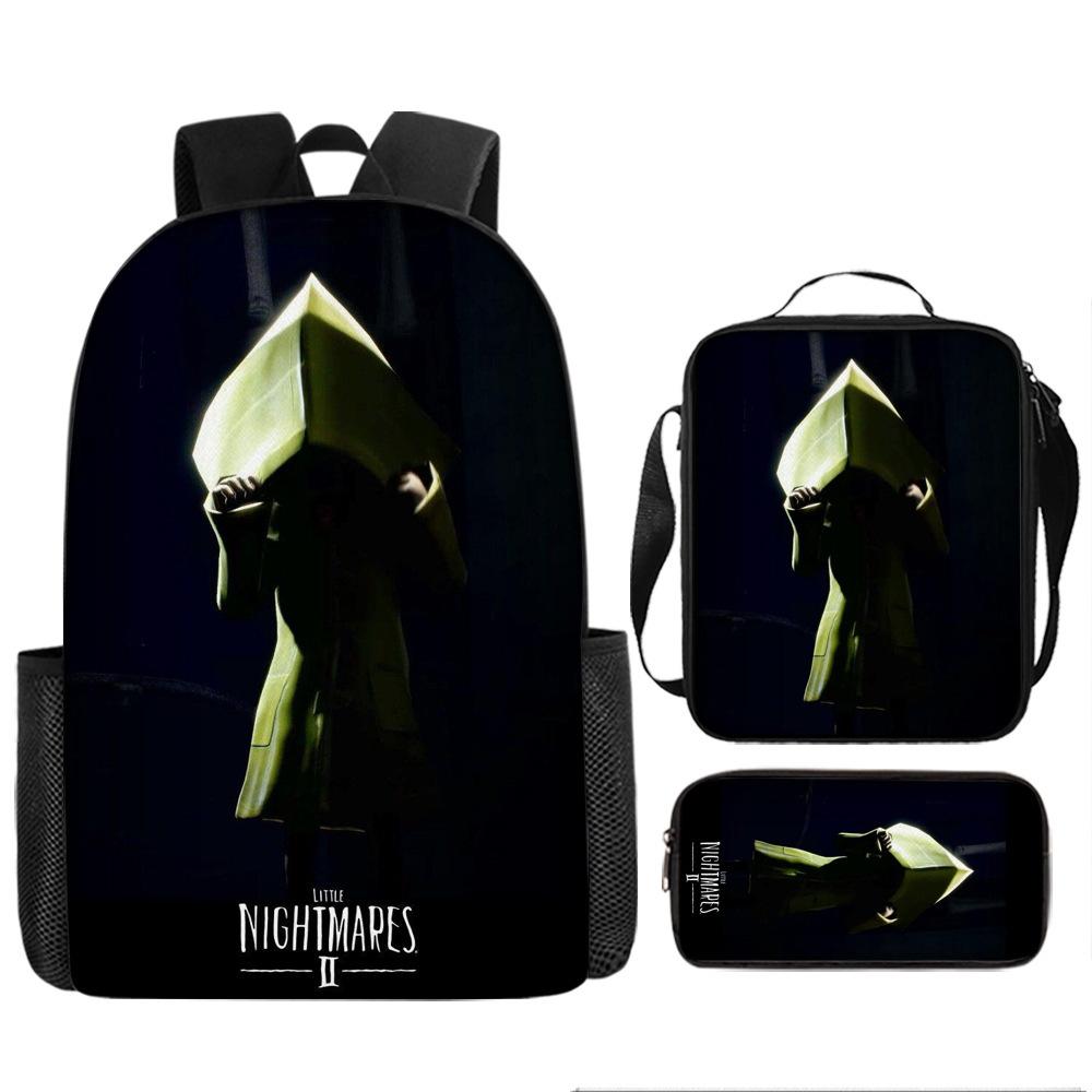 Luxury Popular Novelty Little Nightmares 3D Print 3pcs/Set pupil School Bags Laptop Daypack Backpack Lunch bag Pencil Case