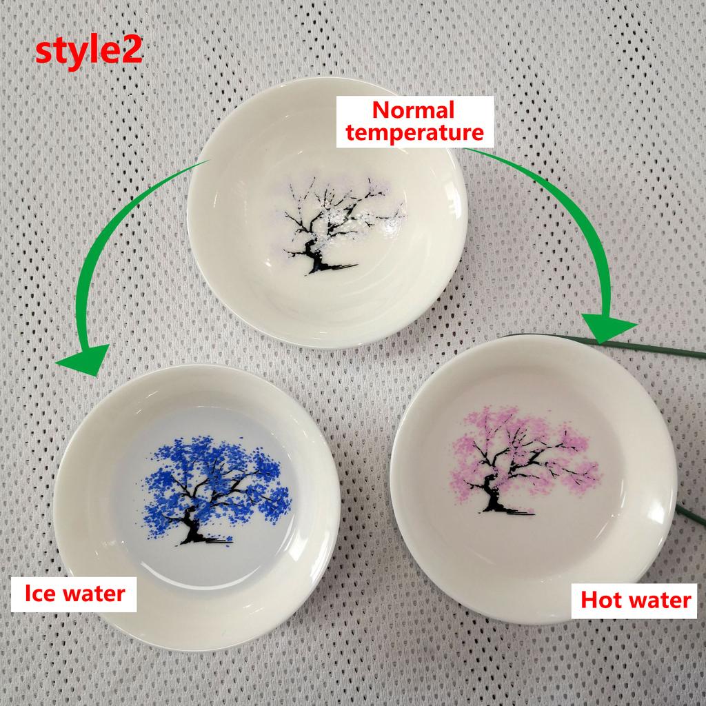 Japon Sihirli Sakura Fincan Soğuk Sıcaklık Renk Değiştiren Çiçek Ekran Sake Fincan Seramik Kung Fu Çay Bardağı Çay Kase Sakura Fincan