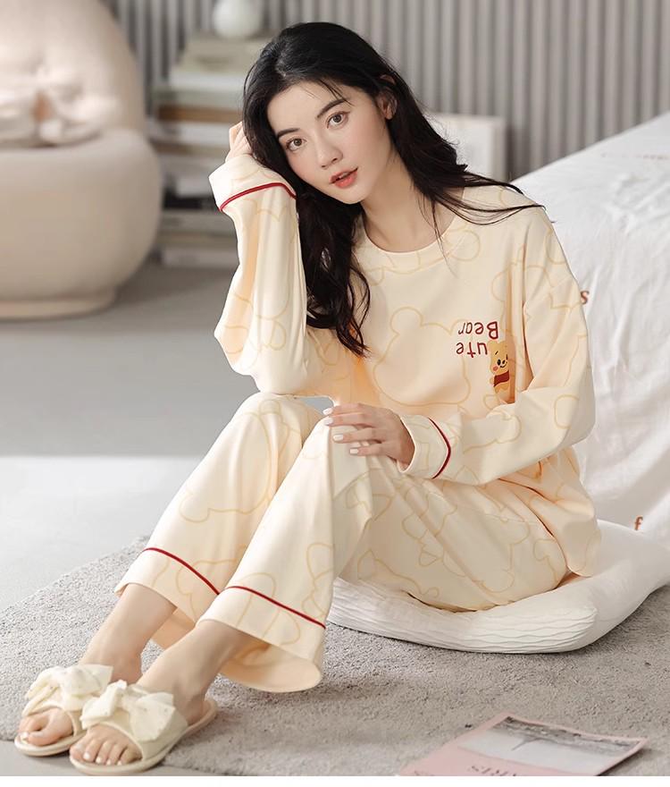 Women's Long-Sleeve Padded Pajamas, Cute Cartoon Style, Large-Size, Spring & Autumn Homewear, 2024 New Collection.